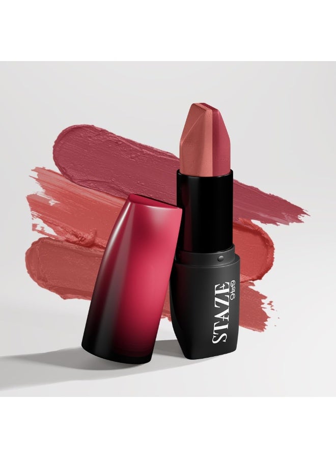 Staze 9to9 3 in 1 Lipstick | 3 Unique Shades in 1 | 12 HRS Long Lasting, Transferproof | Non-drying Formula with Intense Color Payoff | 03 Caramel Rose | 3.8 g - Image 1